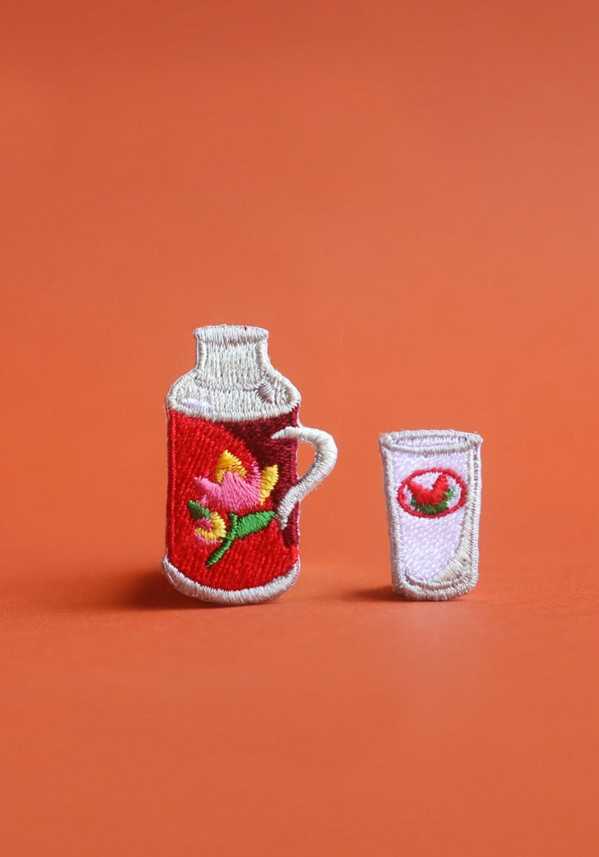 Classic Flask with Glass Iron on Patch