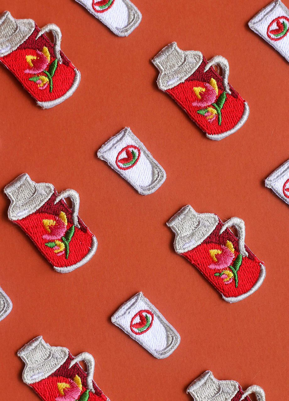 Classic Flask with Glass Iron on Patch