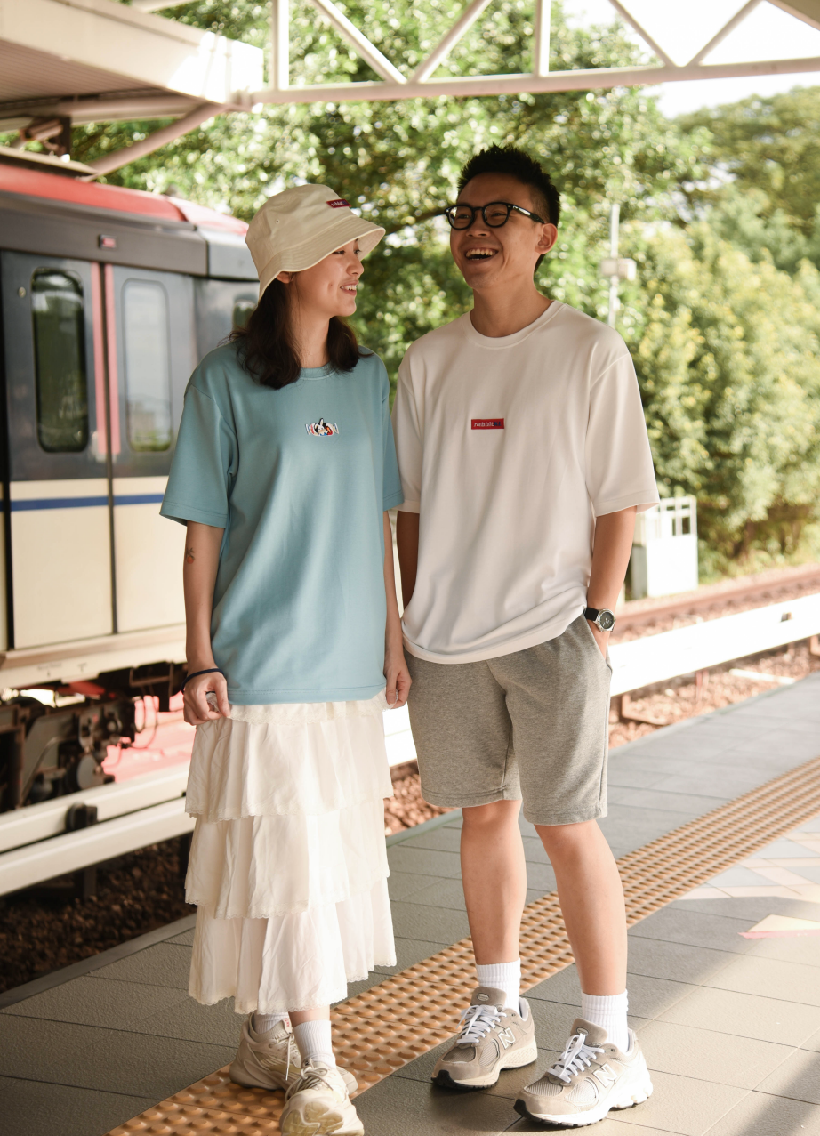 Rabbit Candy Embroidery Tee (DUSTY BLUE)