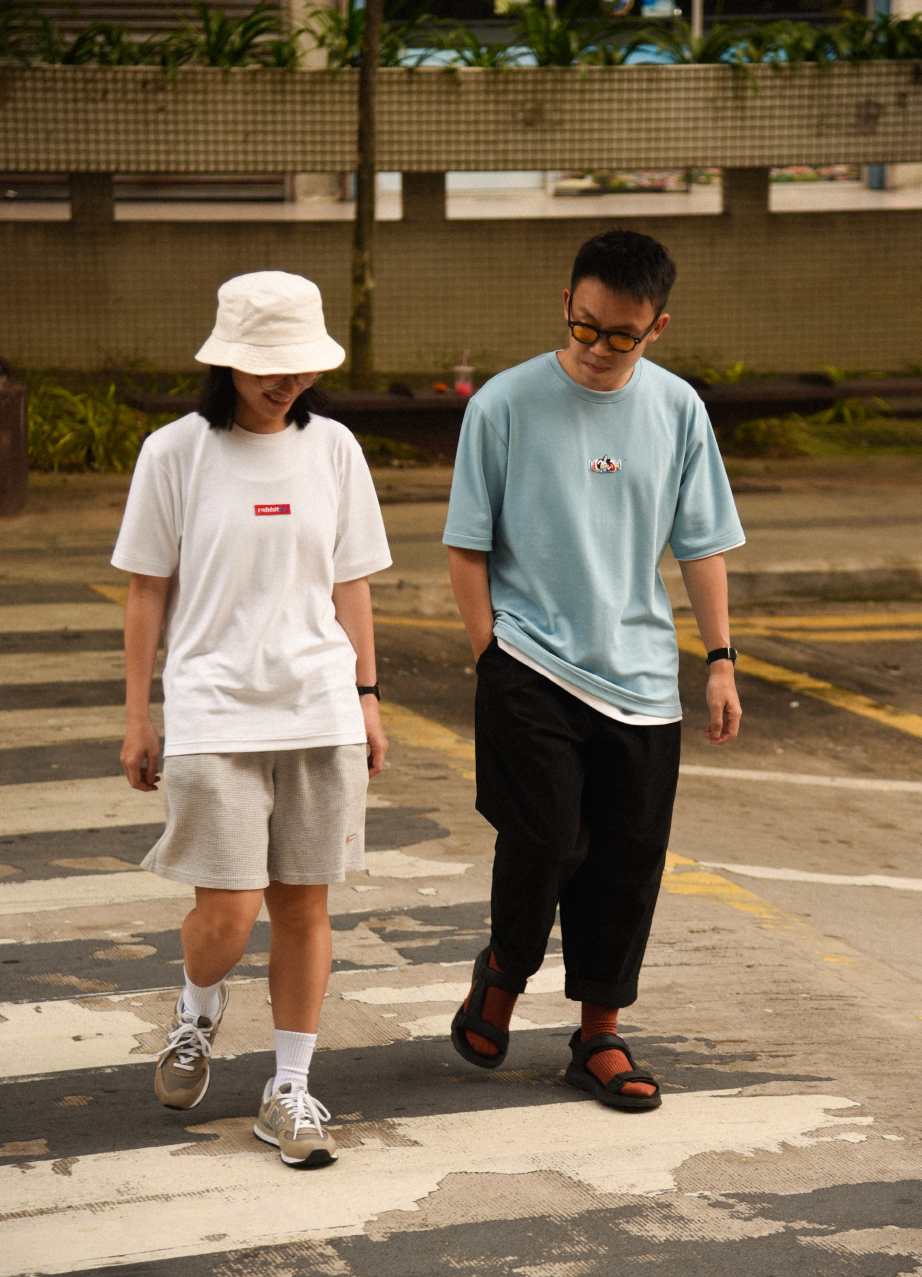Rabbit Candy Embroidery Tee (DUSTY BLUE)