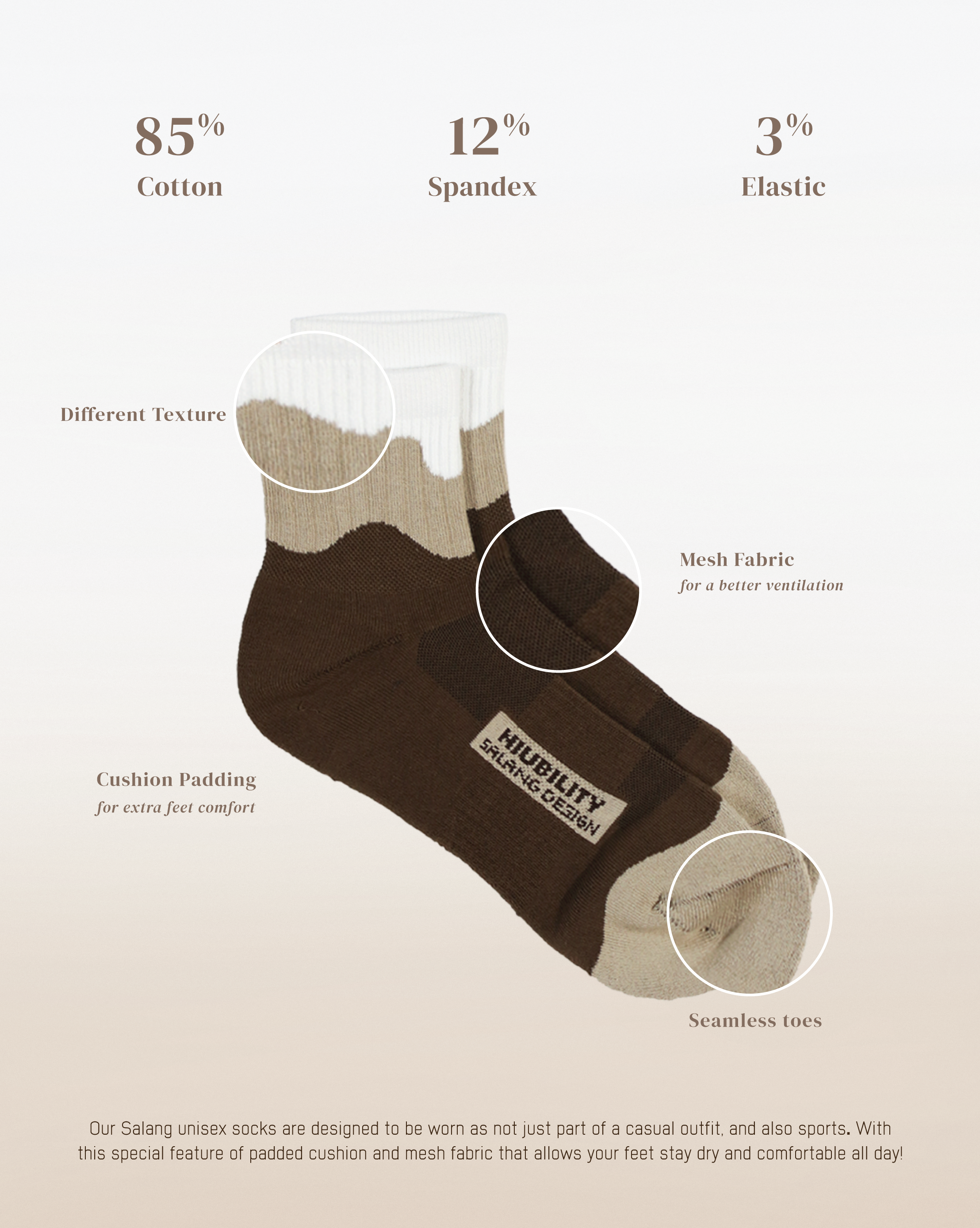 Salang Niubi Socks Bundle - Brown and White