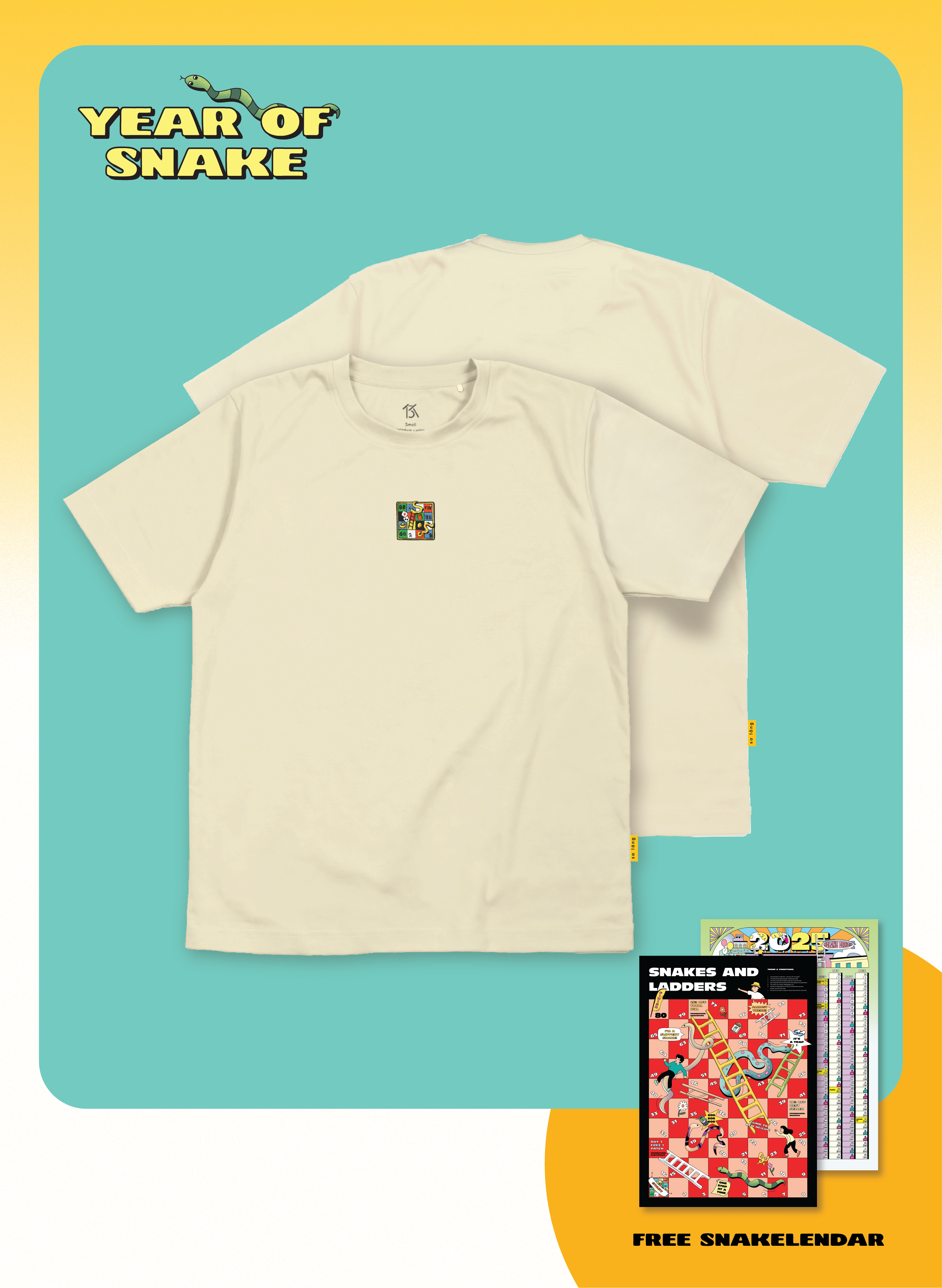 Snakes & Ladders Embroidery Tee (BEIGE)